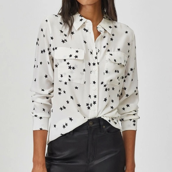 Equipment Tops - Equipment Slim Signature Silk Shirt in Starry Night